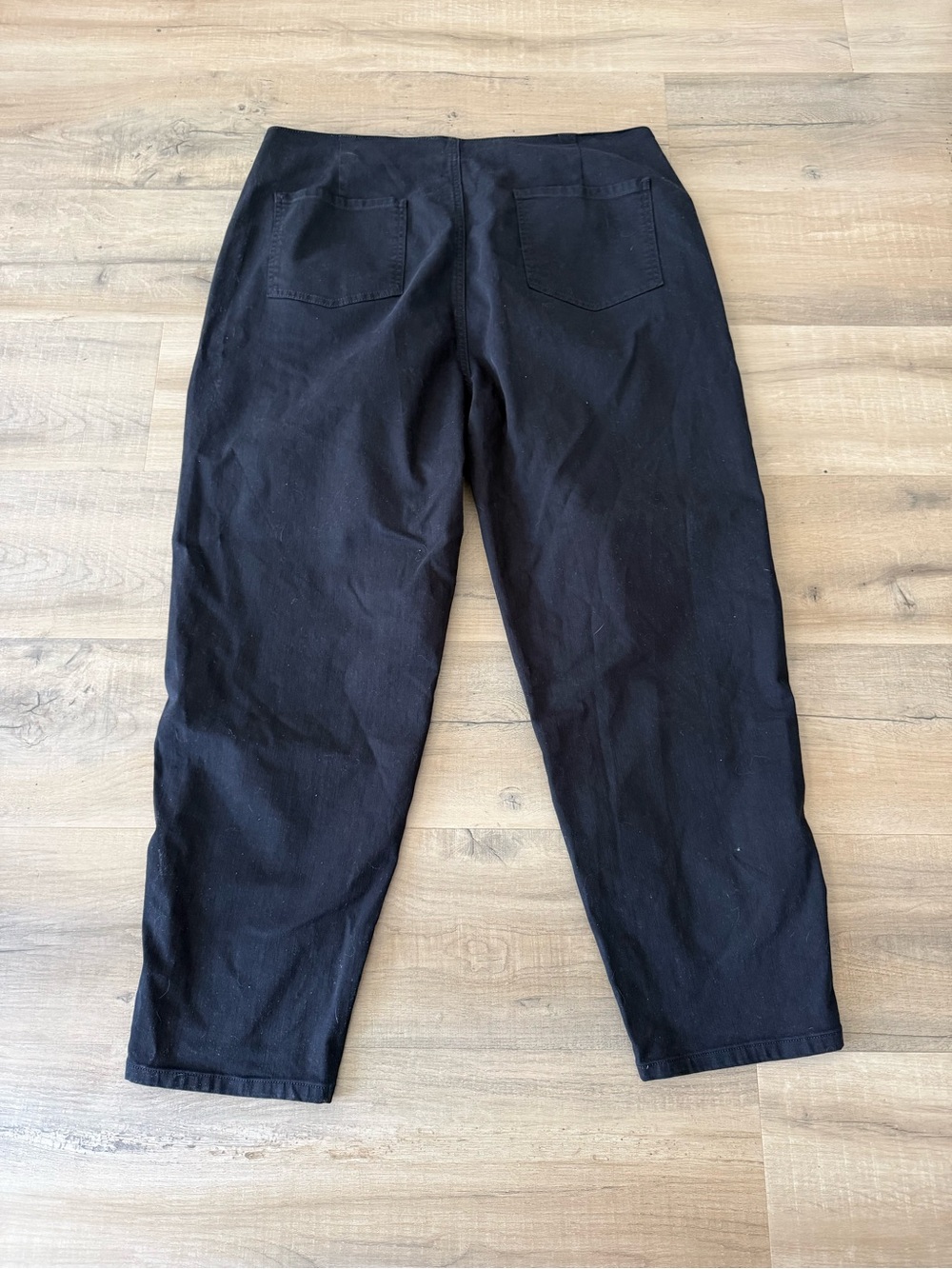 Eileen Fisher Black Organic Cotton Lantern Barrel Ankle Pants - US 16 - Picture 3 of 5